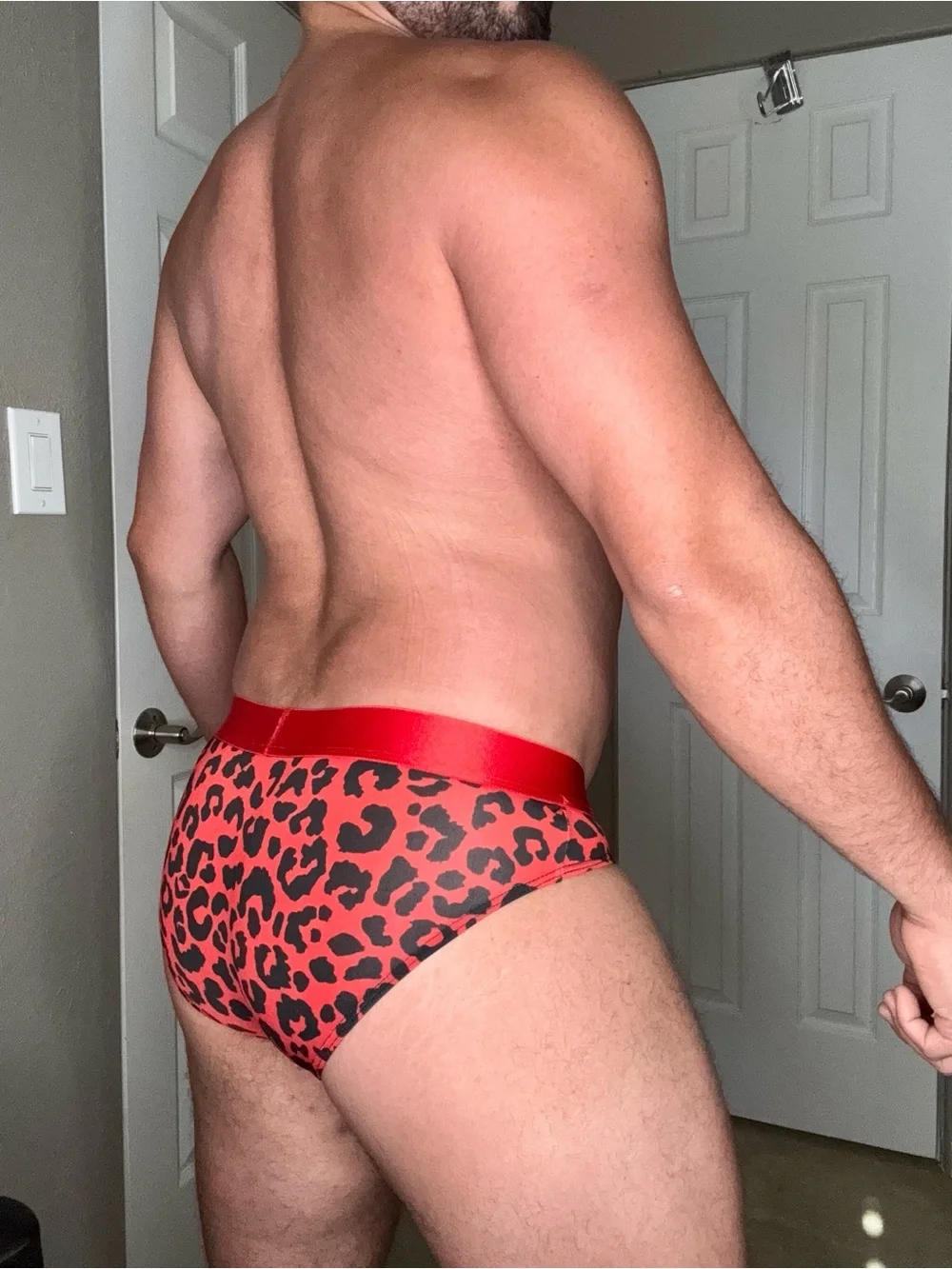 MODUS VIVENDI Red Leopard-Print Men's Brief with Contour Pouch